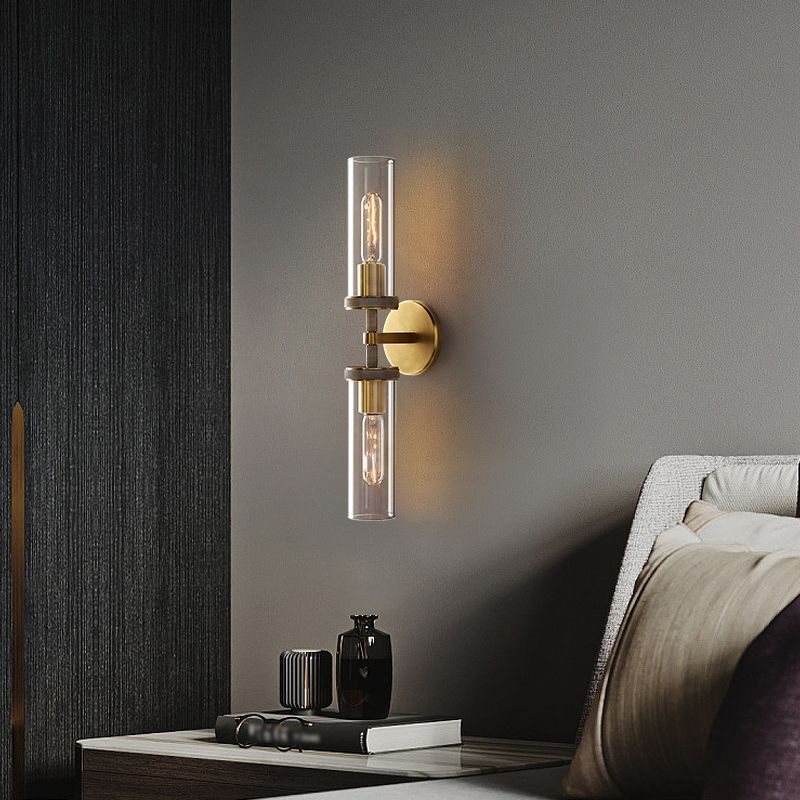 Arisha moderni sylinterimäinen metallinen LED-seinävalaisin, musta/kupari