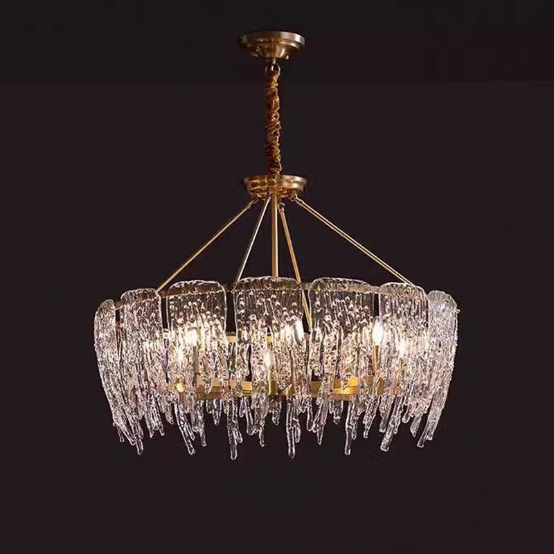 Candelabro de cristal de luxo retangular em forma de estalactite de gelo Cathaa pós-moderno