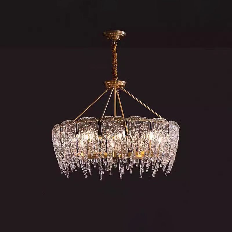 Candelabro de cristal de luxo retangular em forma de estalactite de gelo Cathaa pós-moderno