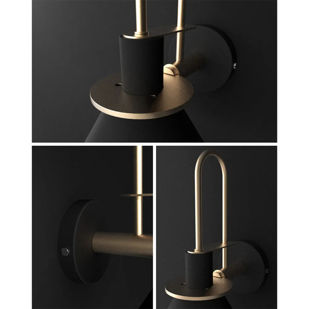 Valentina vintage metalvæglampe med hornform, stue/soveværelse/badeværelse