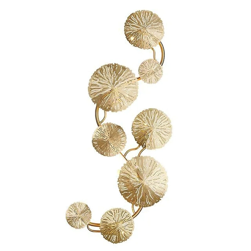 Arisha moderne rund metalvæglampe med lotusblad, guld