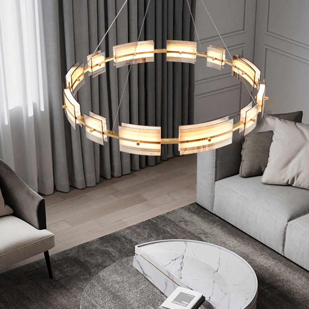 Arisha minimalistisk ringformad pendellampa i metall, svart/guld
