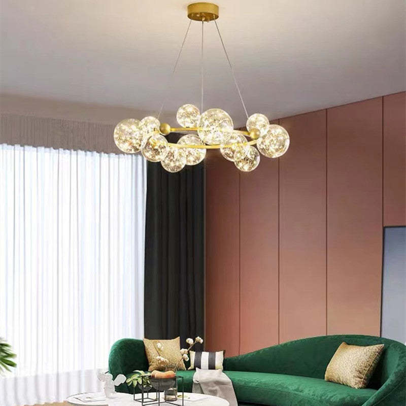 Valentina – art déco-hengiljós með lýsandi kúlum úr gleri