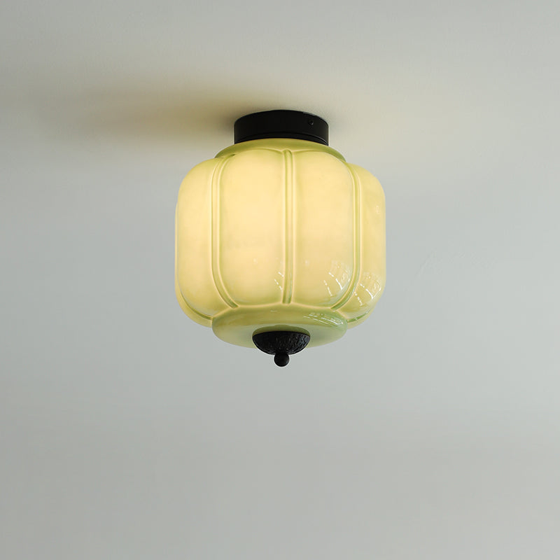 Selviro loftlampe, grønt glas, messing, klassisk