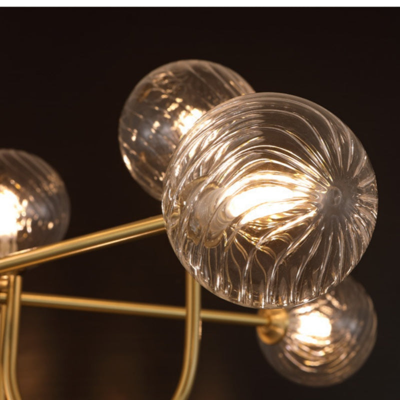 Valentina moderne LED-loftslampe i guld og glas til stue/spisestue/soveværelse