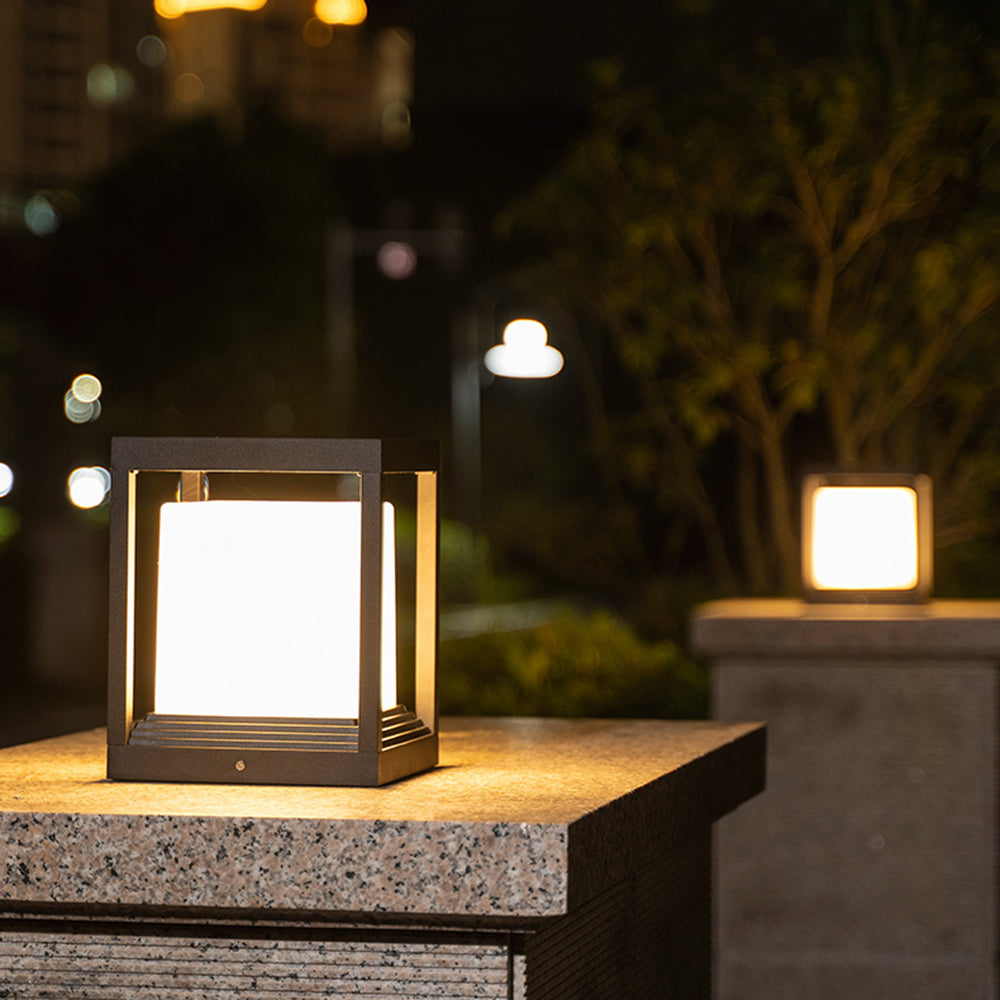 Ray Modern Rectangular Metal Outdoor Lamps, Black
