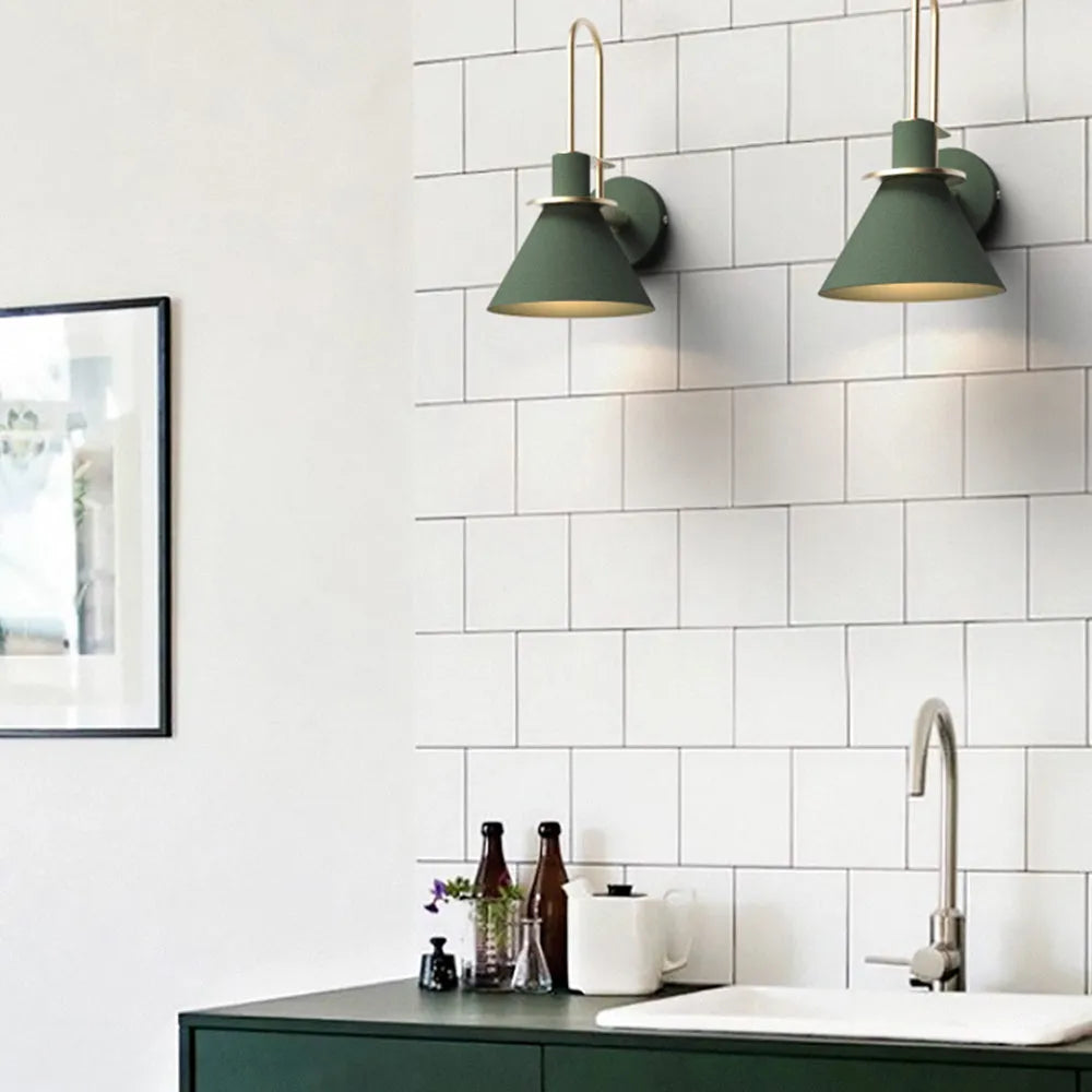 Valentina vintage metalvæglampe med hornform, stue/soveværelse/badeværelse