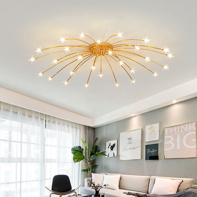 Arisha art deco-ljósmálmloftlampi með stjörnubjarma