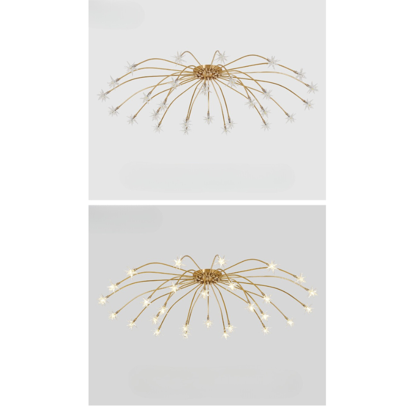 Arisha art deco-ljósmálmloftlampi með stjörnubjarma