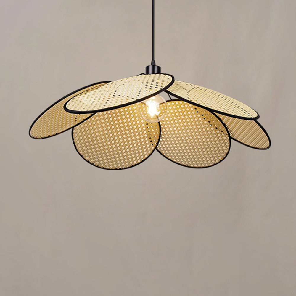 Ritta pendellampe i pileflet i wabi-sabi-stil, sort/hvid