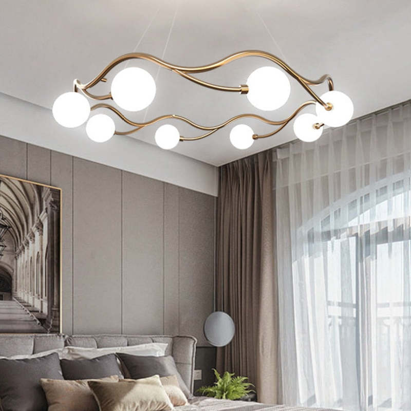 Valentina Modern Designe Wave Metal/Glass Pendant Light, White/Gold