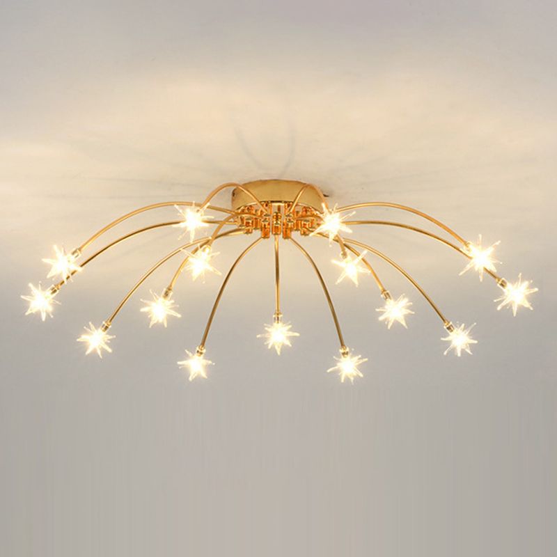 Arisha art deco-ljósmálmloftlampi með stjörnubjarma