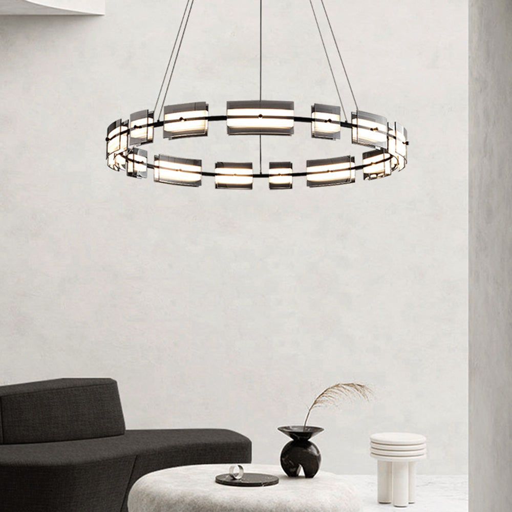 Arisha minimalistisk ringformad pendellampa i metall, svart/guld