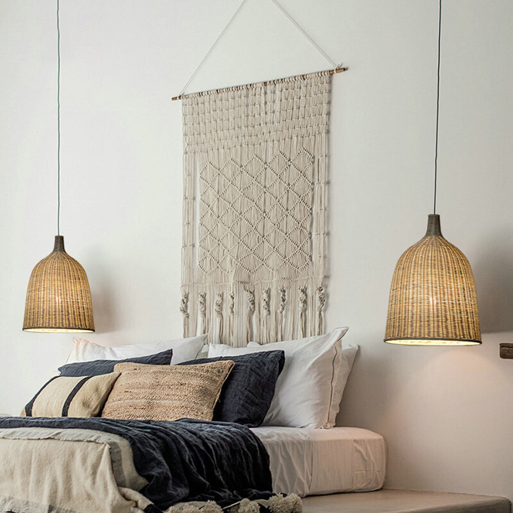 Muto Modern Rattan Pendant Light Over Dining Table/Bedroom