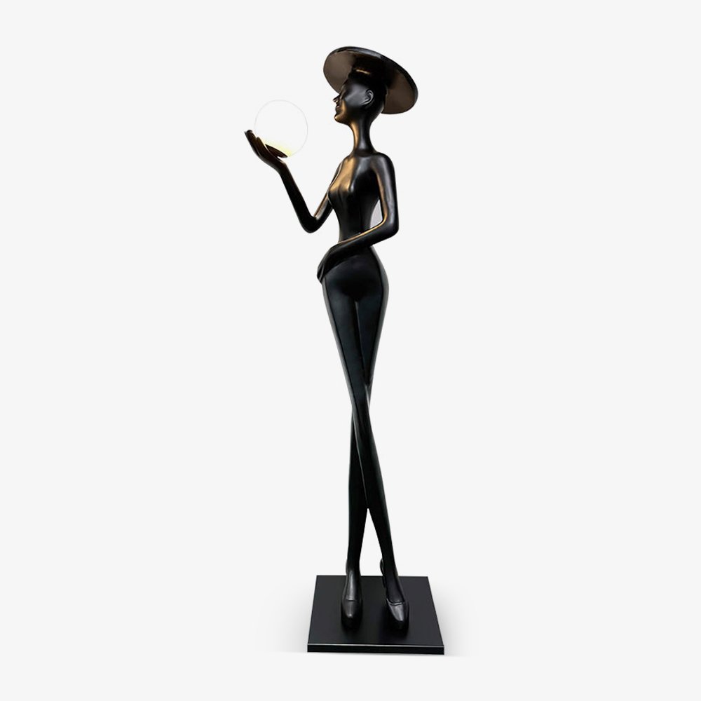 Candeeiro de pé preto elegante Zevinen