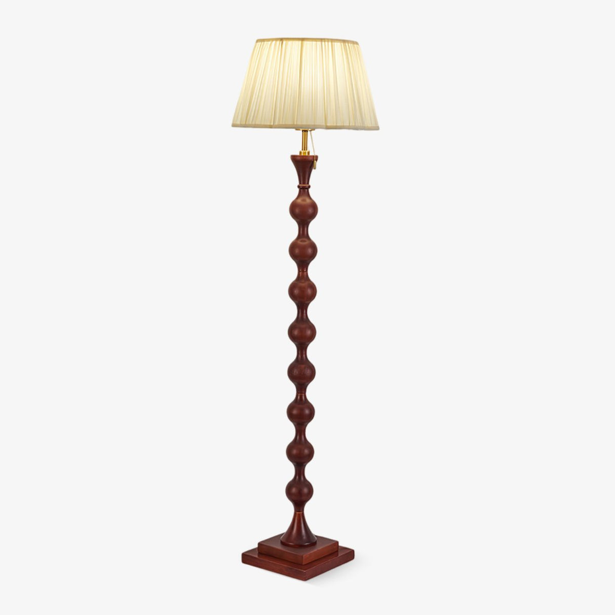 Celon vintage-gulvlampe i træ og stof