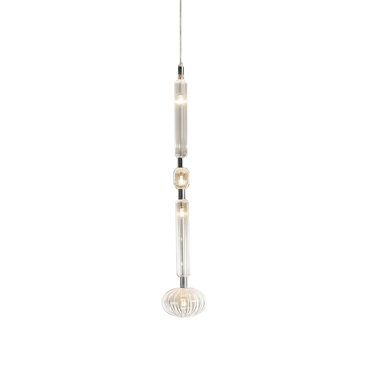 Tika pendellampa i kristall, cylinderformad, Cipher, modern