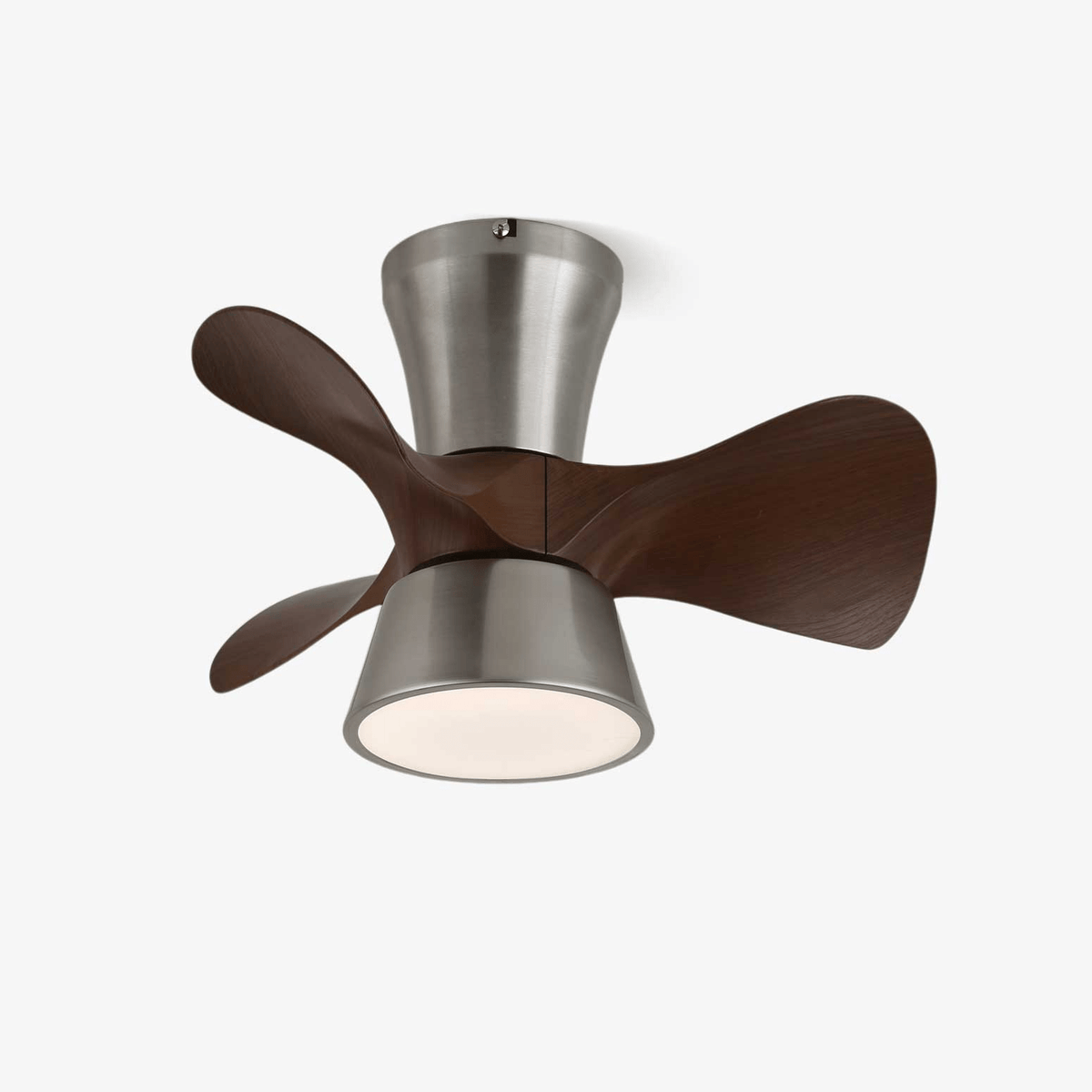 Nera moderne loftsventilator med lys i træ