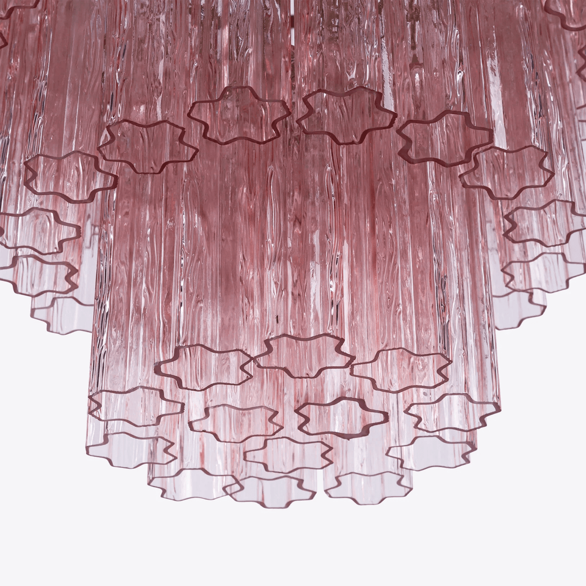 Candeeiro de teto Eiraora em vidro prismático rosa, em camadas, elegante