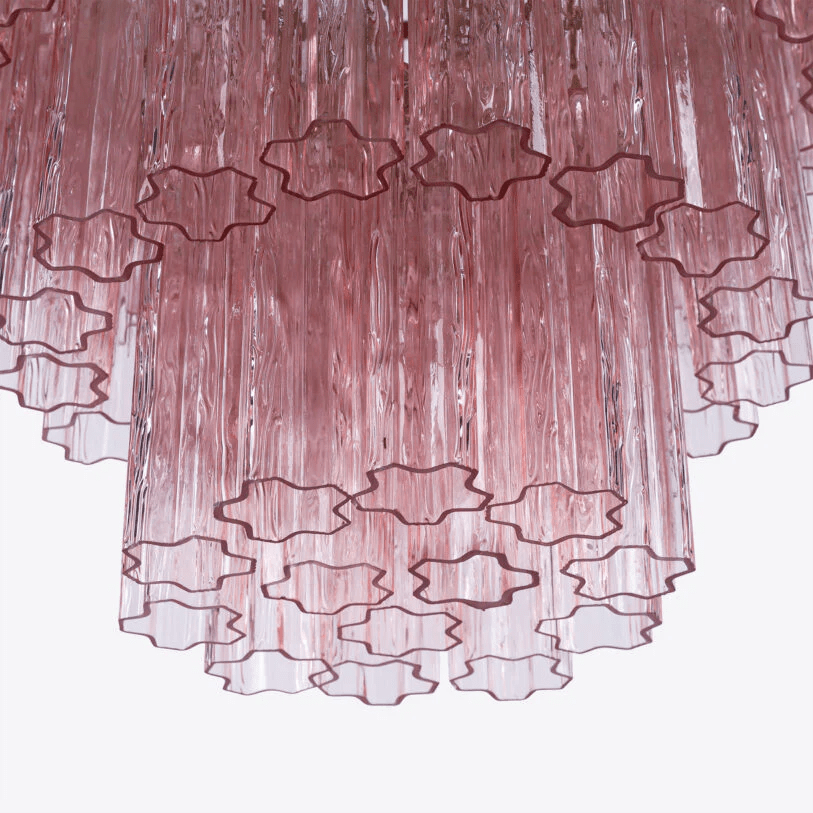 Candeeiro de teto Eiraora em vidro prismático rosa, em camadas, elegante