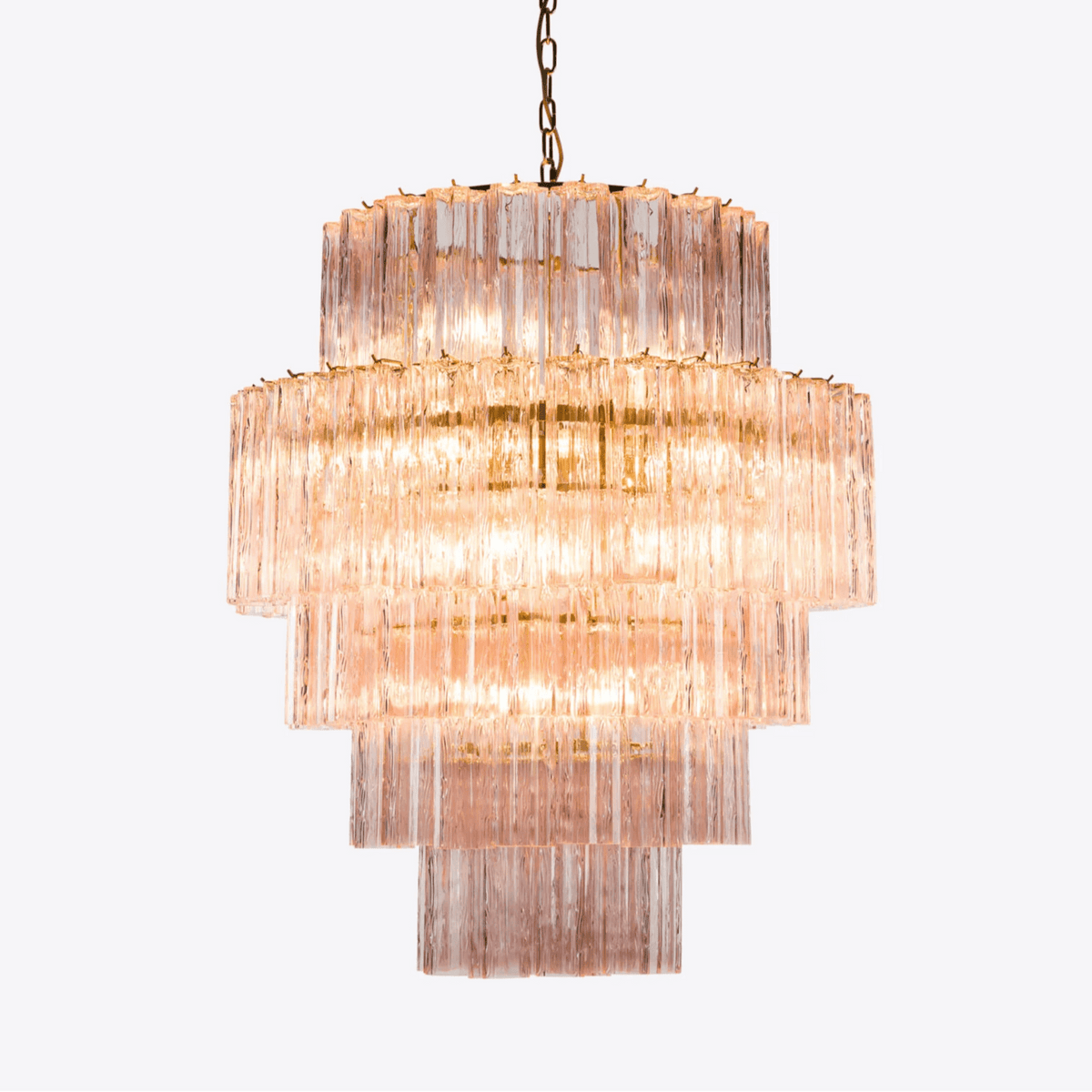 Candeeiro de teto Eiraora em vidro prismático rosa, em camadas, elegante