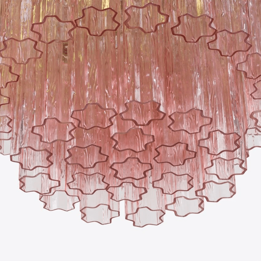 Eiranora lysekrone med fem lag, riflede glasrør, mid-century
