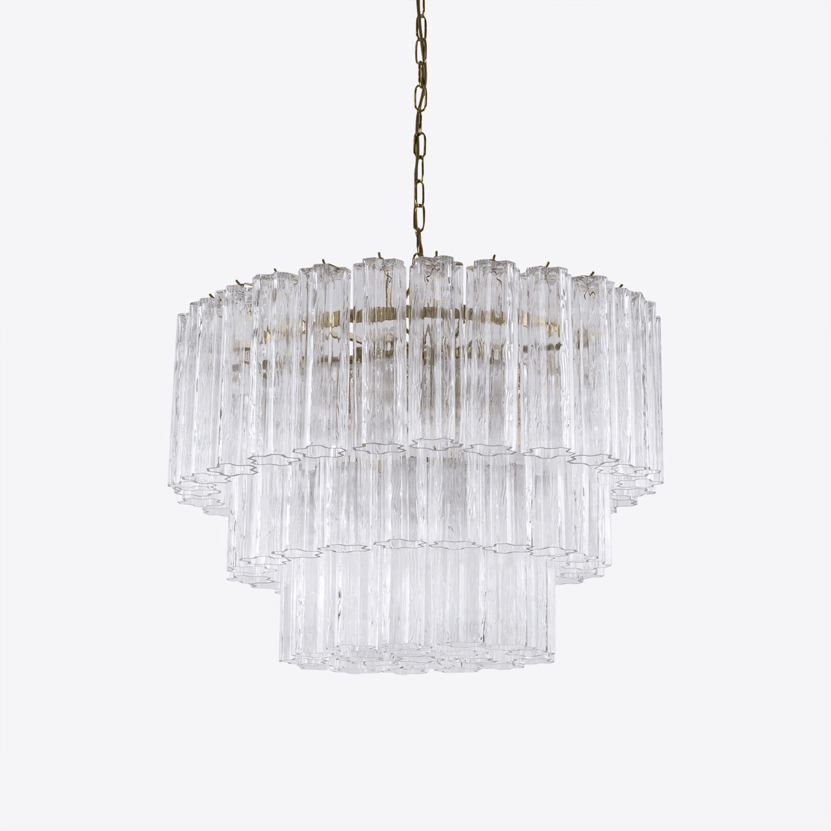 Eiranora lysekrone med fem lag, riflede glasrør, mid-century