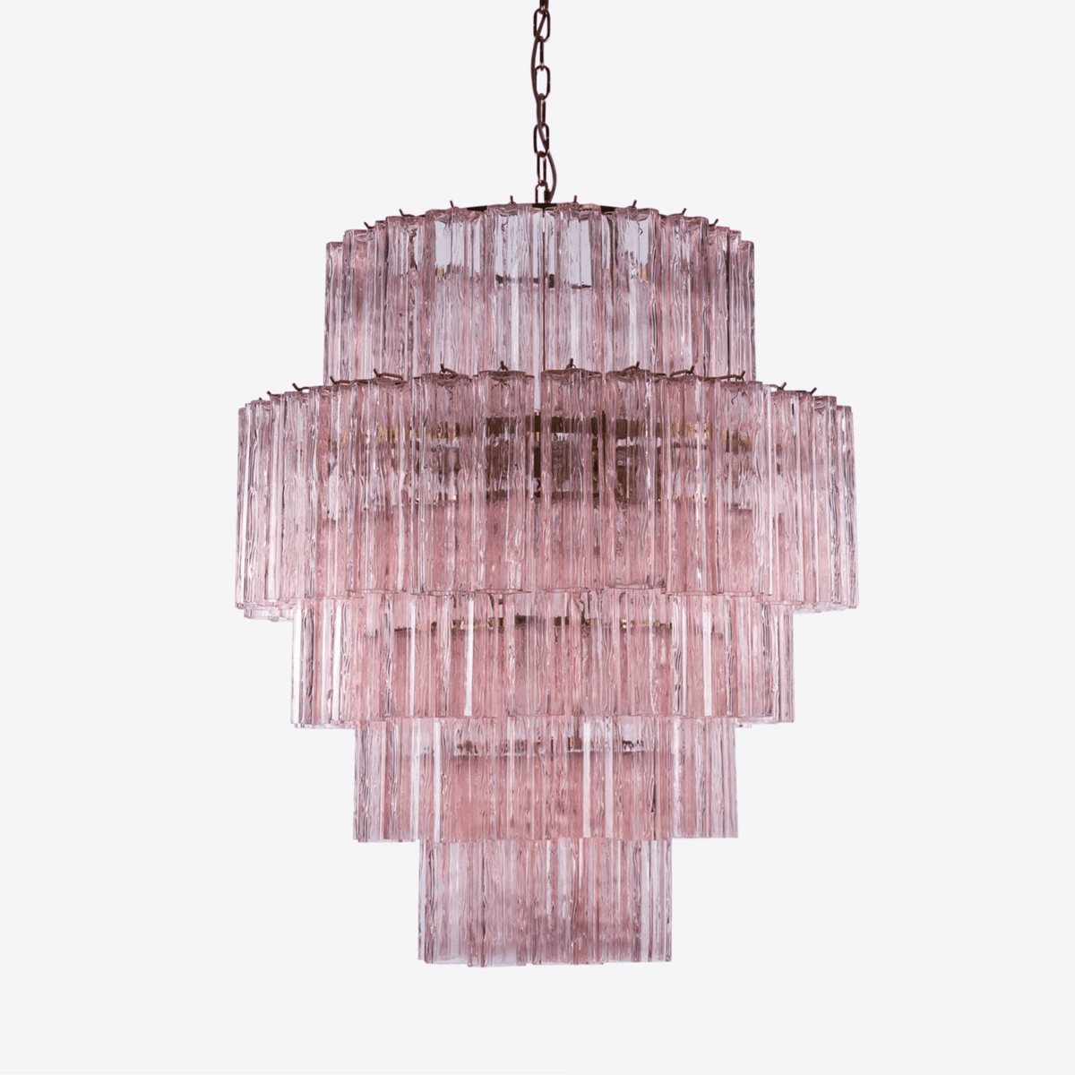 Candeeiro de teto Eiraora em vidro prismático rosa, em camadas, elegante