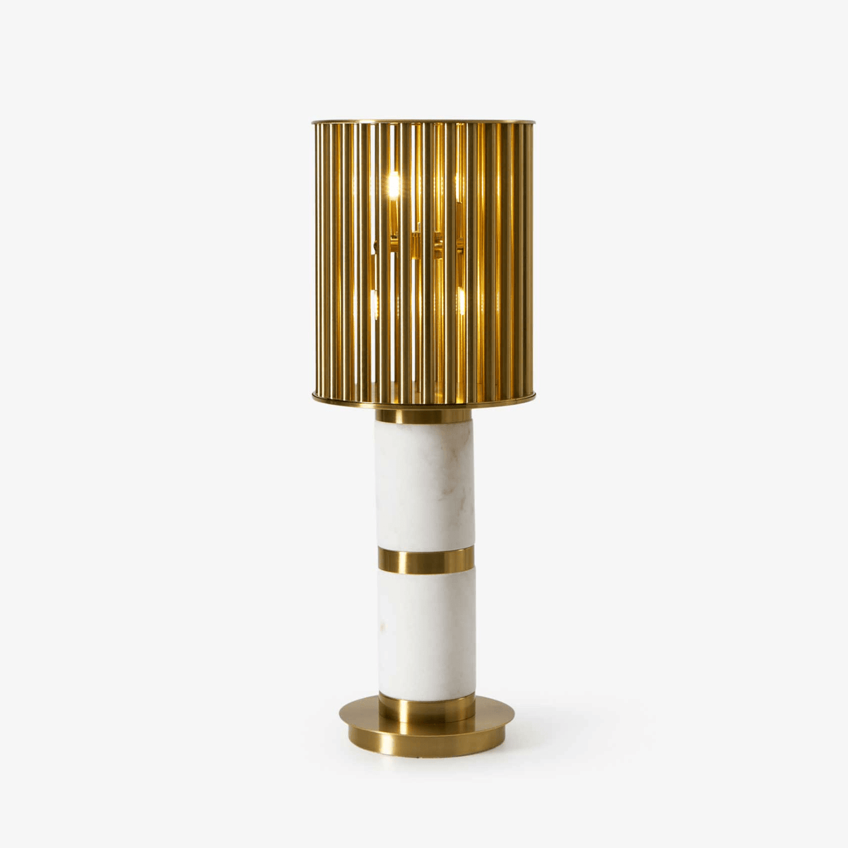 Elios Forgyldt bordlampe med burdesign