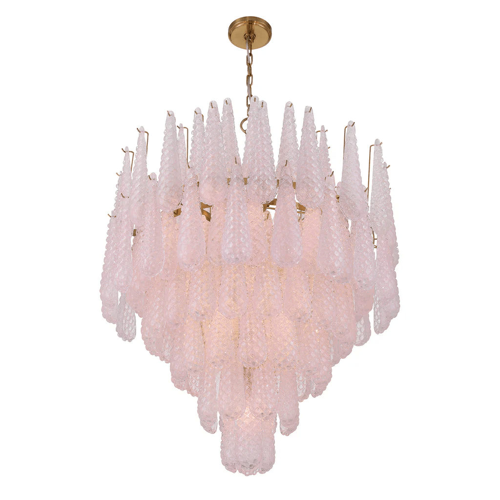 Velorian Lysekrone med dråbeformet tekstureret glas elegant