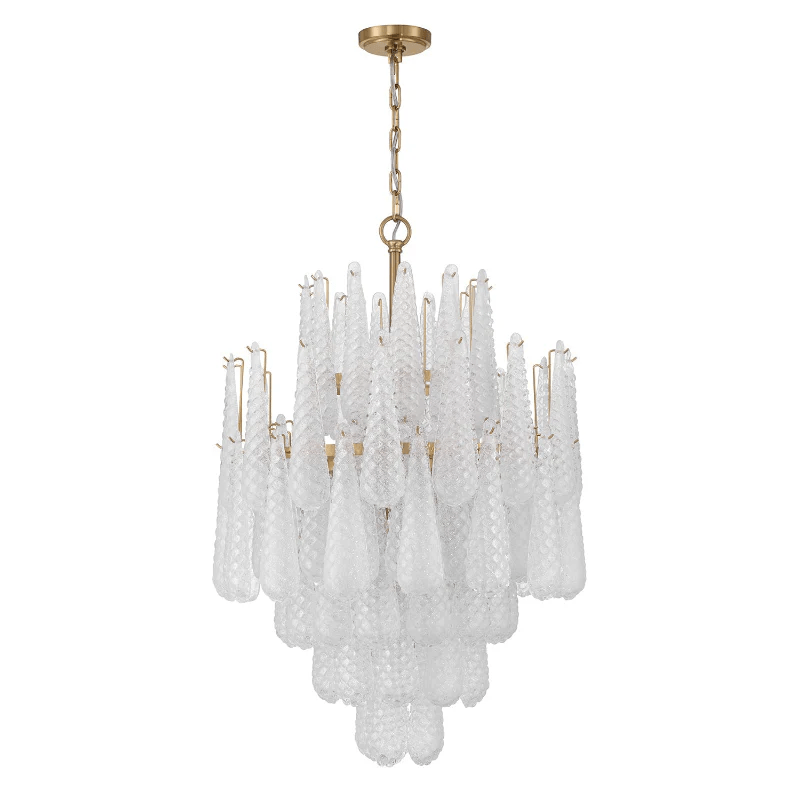 Velorian Lysekrone med dråbeformet tekstureret glas elegant