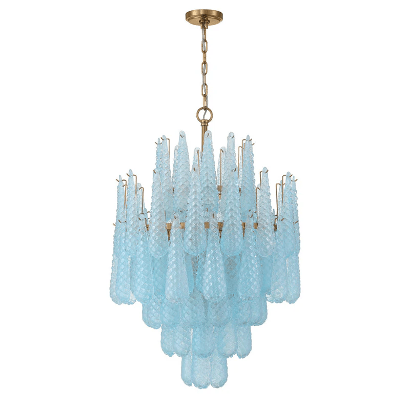 Velorian Lysekrone med dråbeformet tekstureret glas elegant