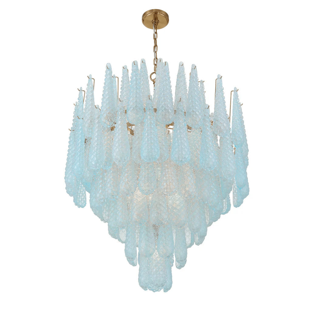 Velorian Lysekrone med dråbeformet tekstureret glas elegant