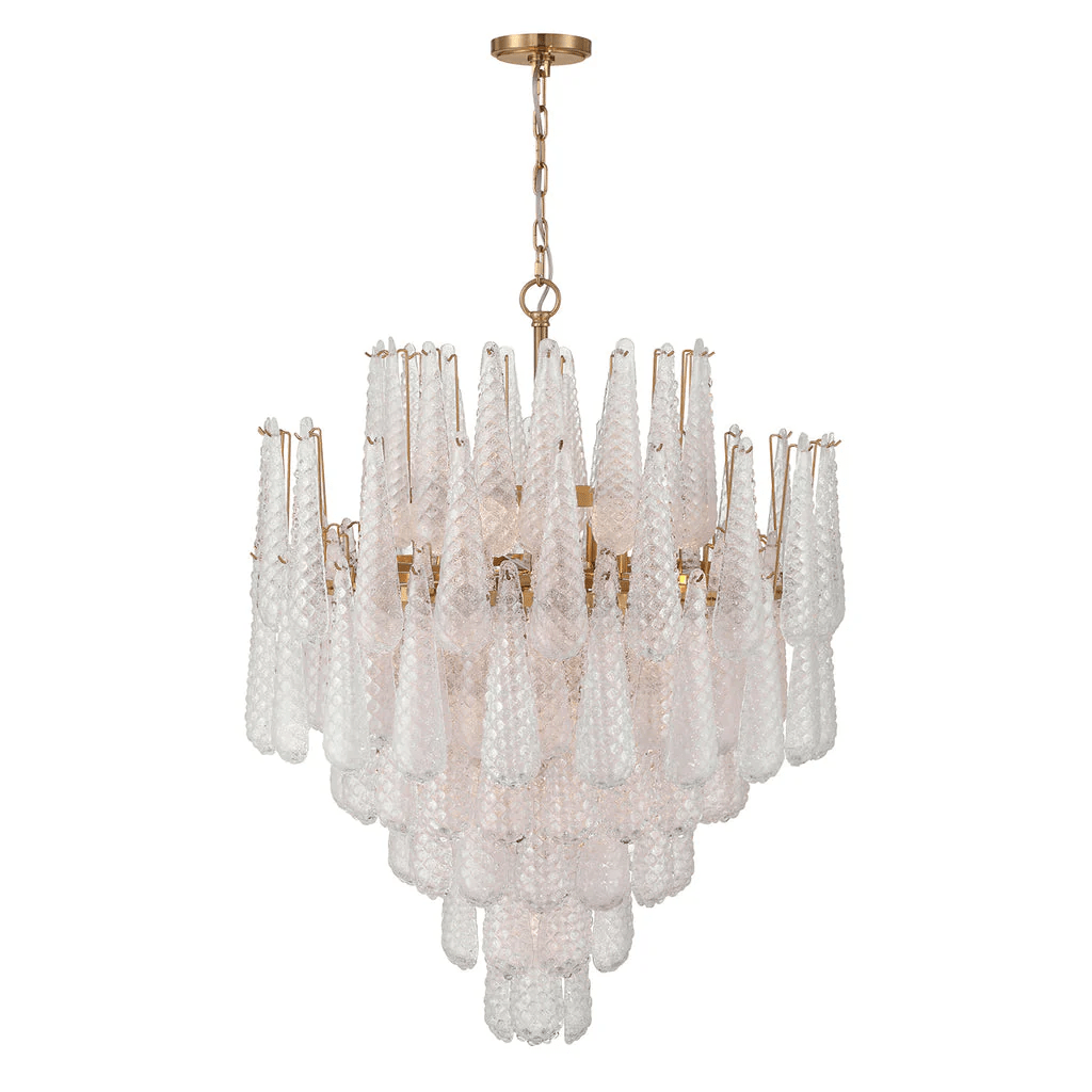 Velorian Lysekrone med dråbeformet tekstureret glas elegant