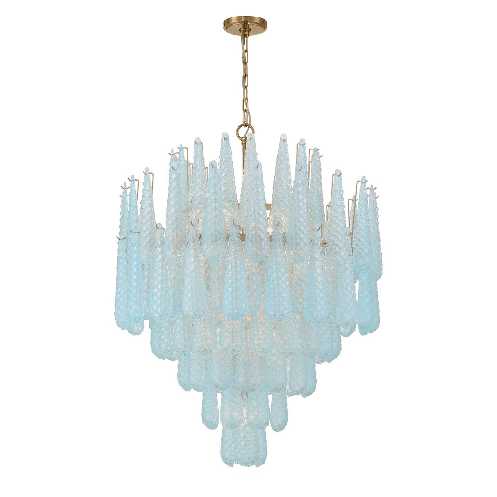 Velorian Lysekrone med dråbeformet tekstureret glas elegant
