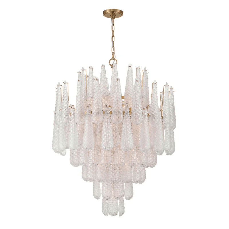 Velorian Lysekrone med dråbeformet tekstureret glas elegant