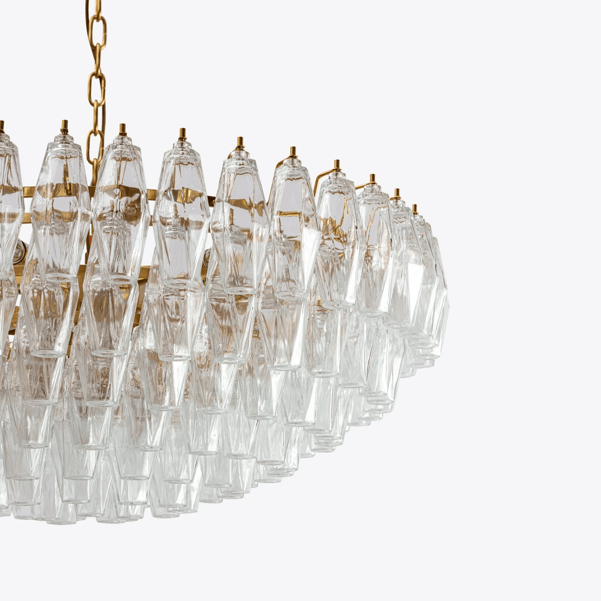 Naely lysekrone i klart Murano-glas med polyederdesign, vintage