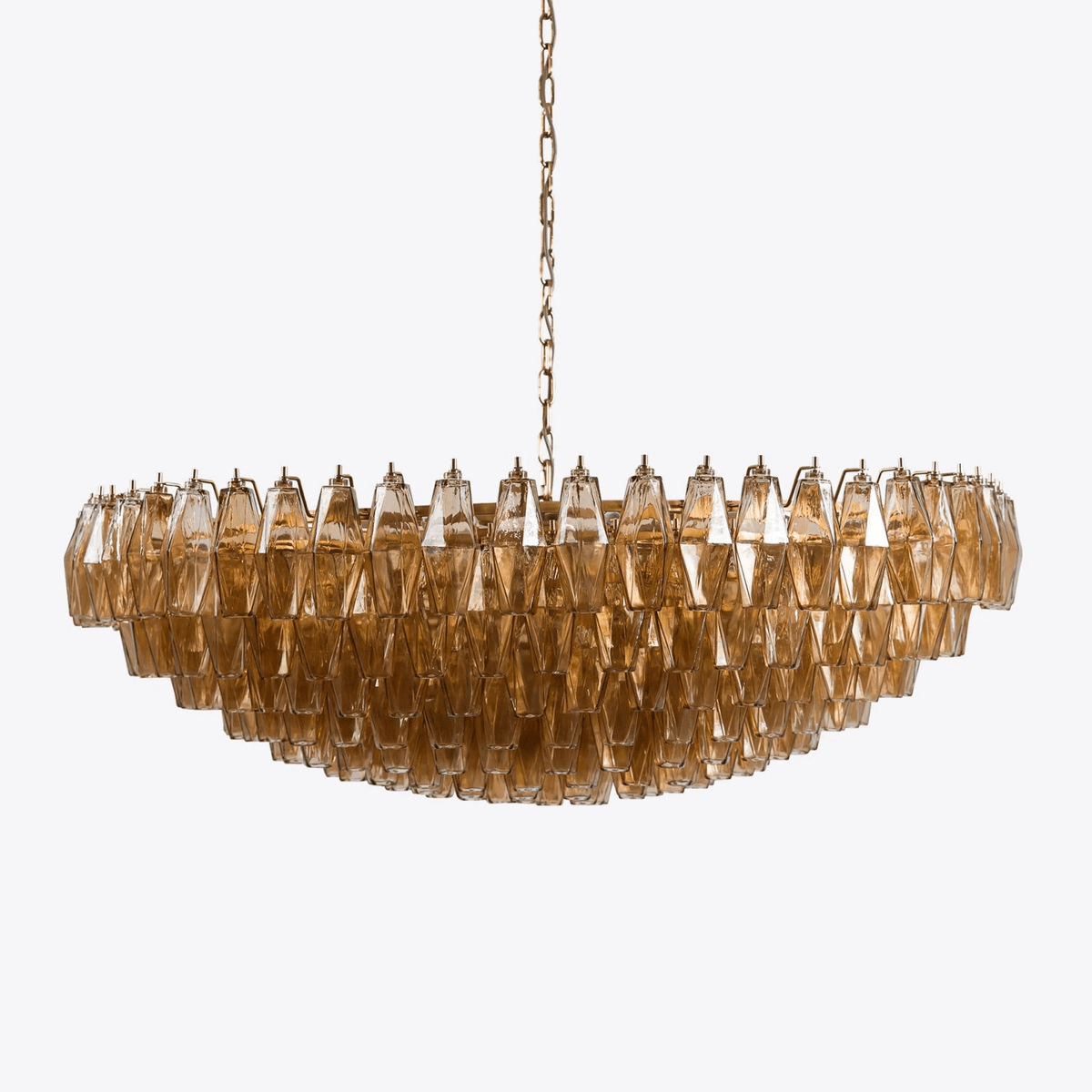 Celinora vintage-lysekrone med niveauer i ravfarvet glas