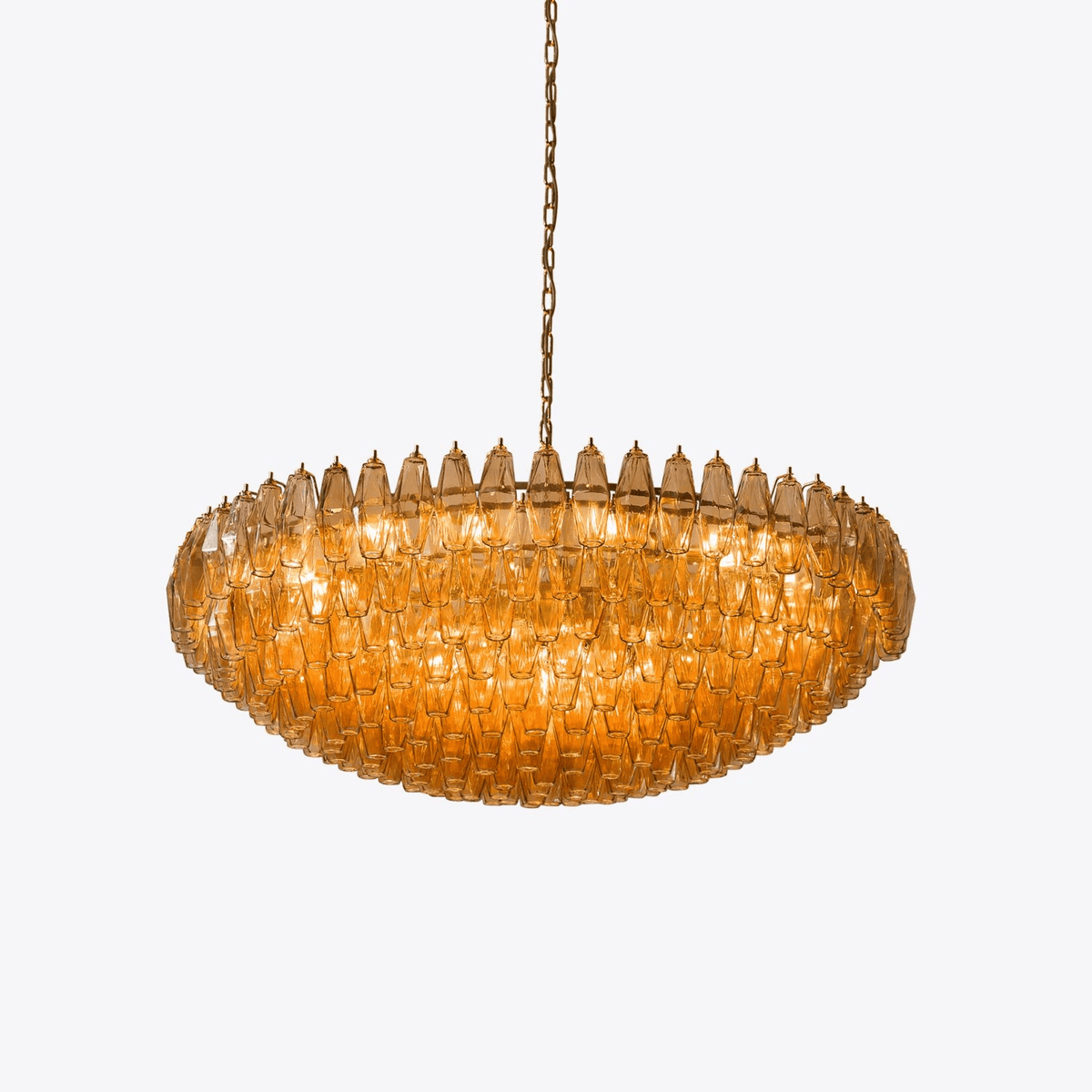 Celinora vintage-lysekrone med niveauer i ravfarvet glas