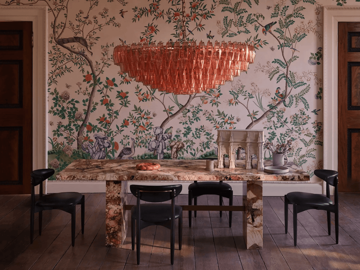 Celinora vintage-lysekrone med niveauer i ravfarvet glas