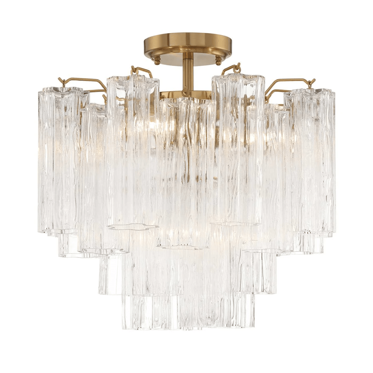 Candeeiro de teto Eirerise em vidro Murano transparente tubular, soprado à mão
