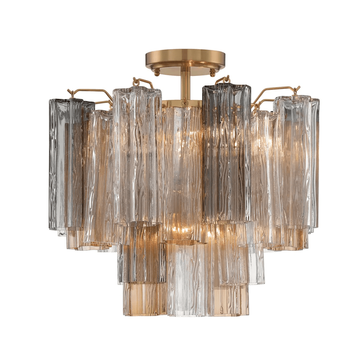 Candeeiro de teto Eirerise em vidro Murano transparente tubular, soprado à mão