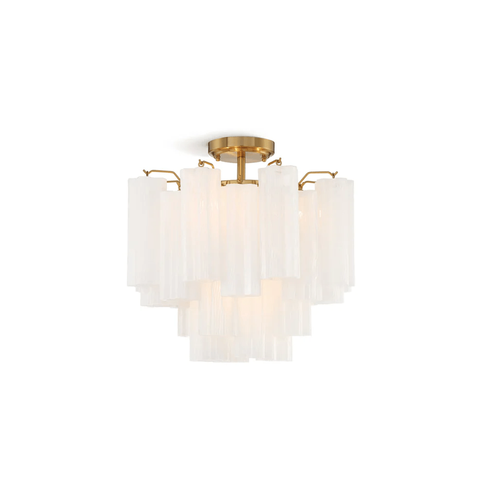 Candeeiro de teto Eirerise em vidro Murano transparente tubular, soprado à mão