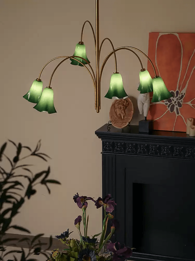 Candeeiro de teto suspenso em vidro EmeraldBell