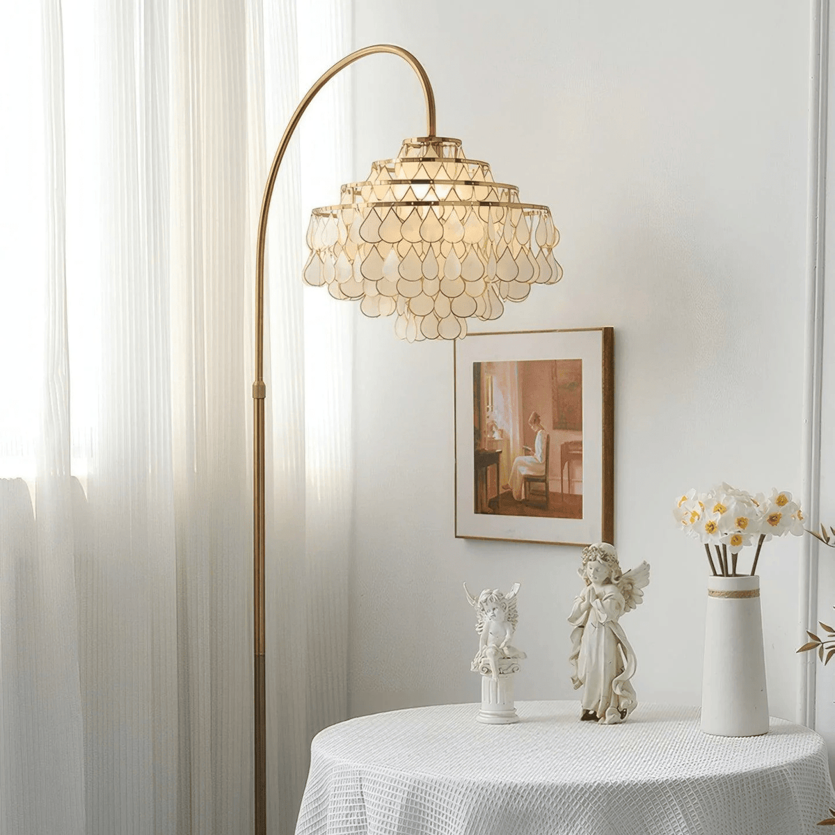 Luksus-gulvlampe med skal Emily
