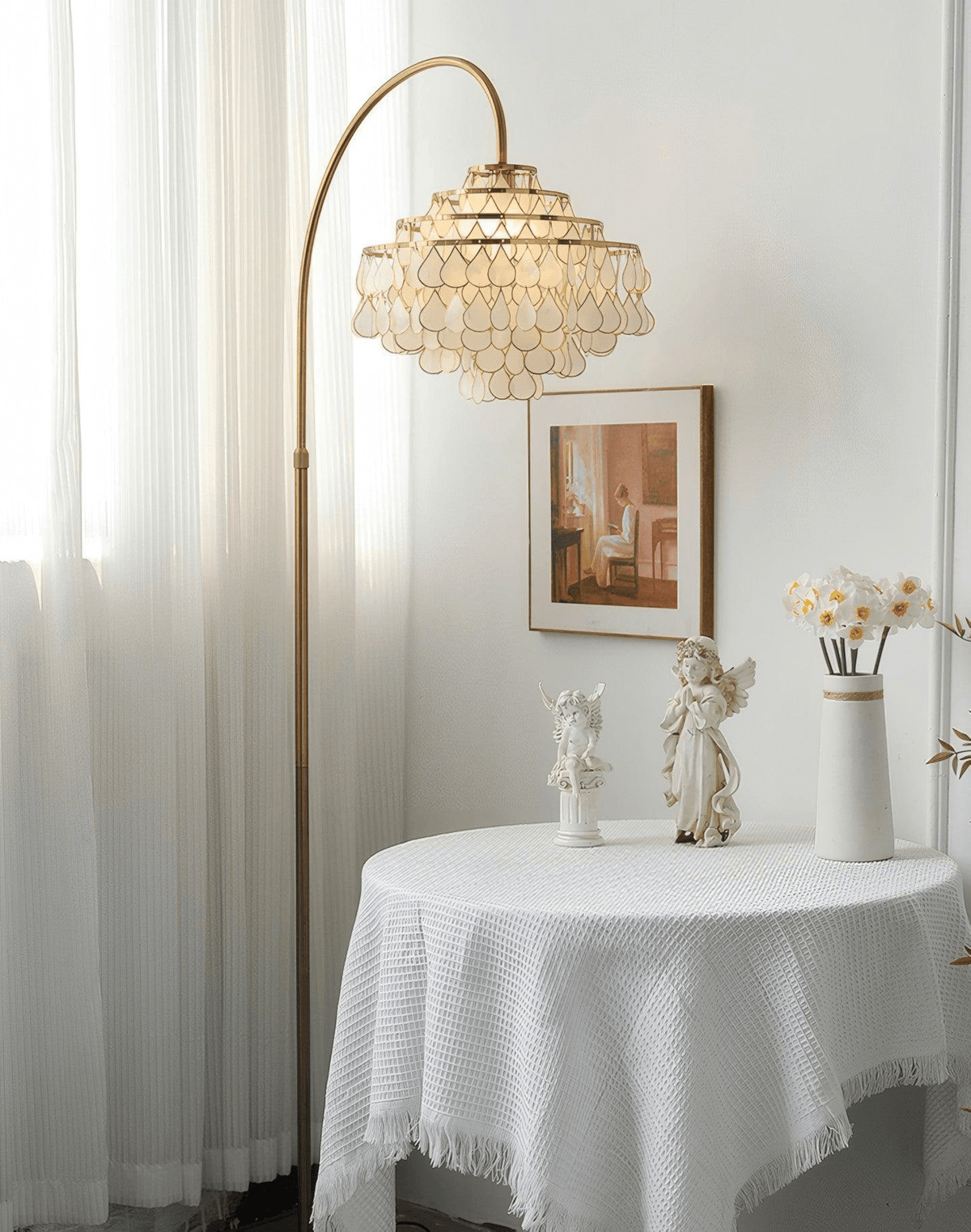 Luksus-gulvlampe med skal Emily