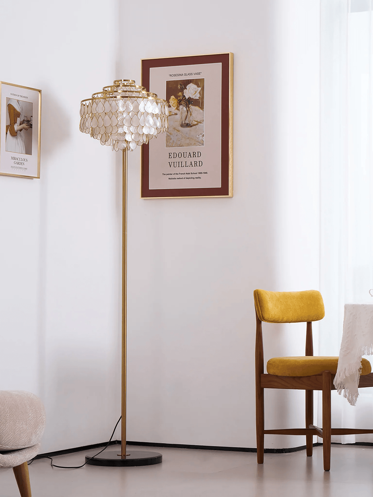 Luksus-gulvlampe med skal Emily