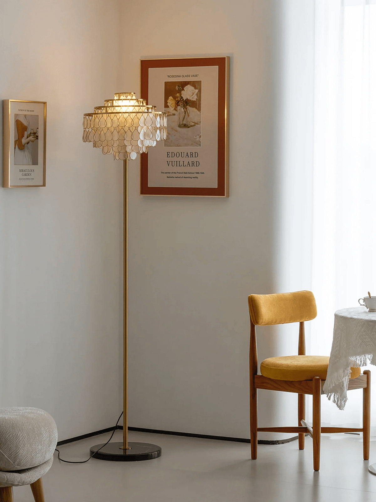 Luksus-gulvlampe med skal Emily