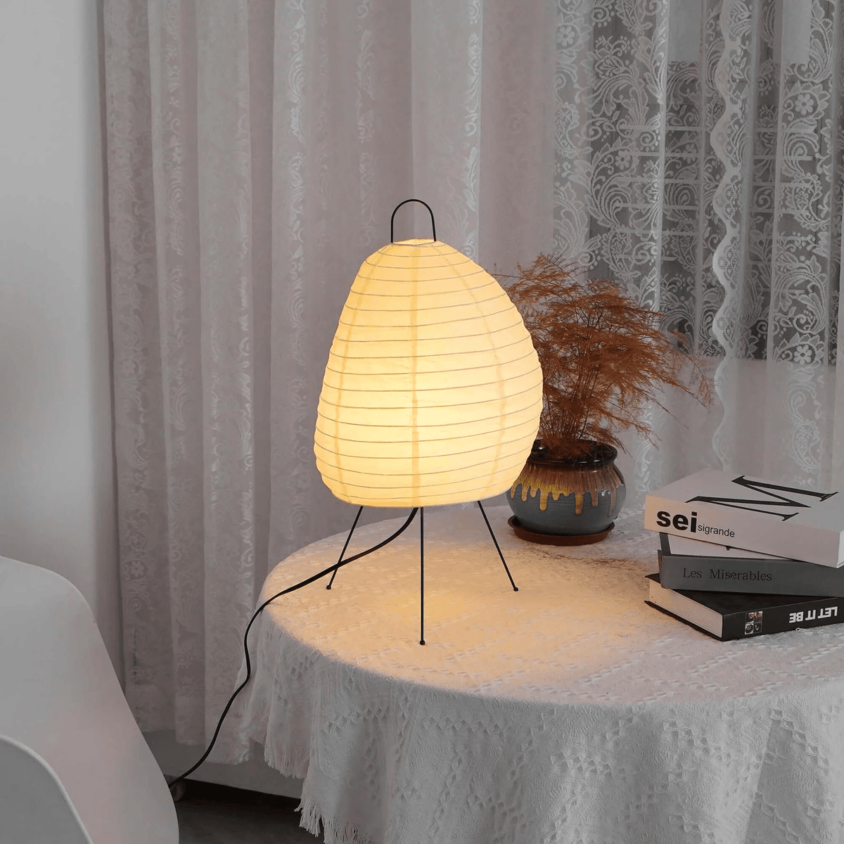 Elaris moderne bordlampe i rispapir