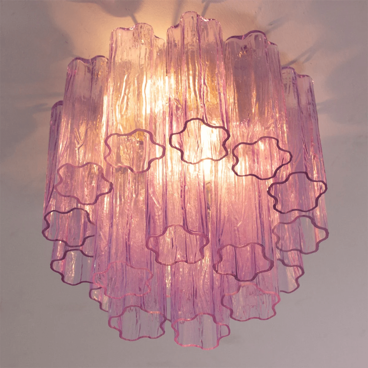 Candeeiro de teto Serin estilo cascata cor-de-rosa